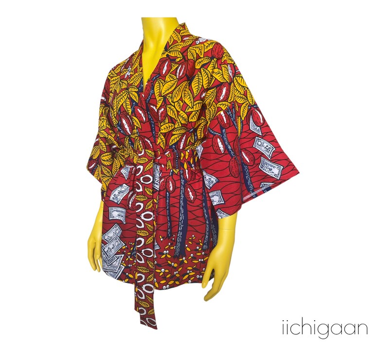 Veste légère, kimono en tissu africain pur coton, manteau léger africain, veste kimono en coton, cardigan en tissu wax africain, veste pareo image 1