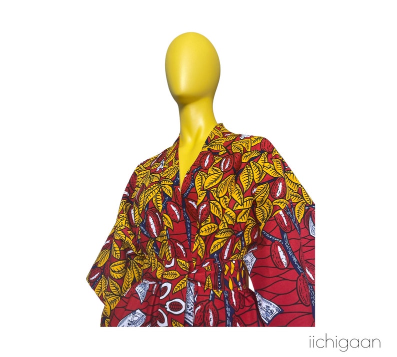 Veste légère, kimono en tissu africain pur coton, manteau léger africain, veste kimono en coton, cardigan en tissu wax africain, veste pareo image 3