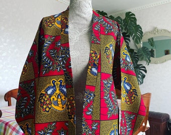 Kimono femme wax exotique veste légère japonaise en tissu africain cardigan d’été veste haori gilet kimono en wax caftan en pagne africain