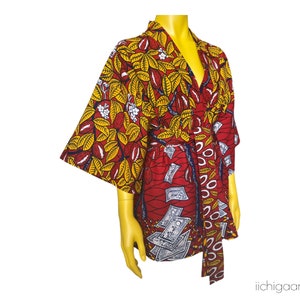 Veste légère, kimono en tissu africain pur coton, manteau léger africain, veste kimono en coton, cardigan en tissu wax africain, veste pareo image 2
