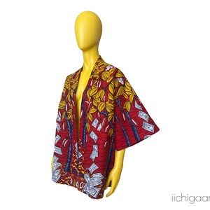 Veste légère, kimono en tissu africain pur coton, manteau léger africain, veste kimono en coton, cardigan en tissu wax africain, veste pareo image 6