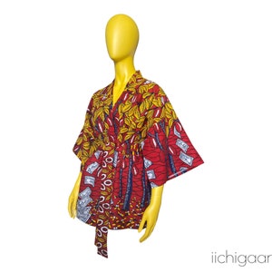 Veste légère, kimono en tissu africain pur coton, manteau léger africain, veste kimono en coton, cardigan en tissu wax africain, veste pareo image 4
