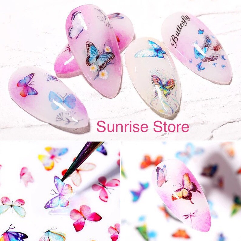 3D Nail Art Sticker Colorful Butterfly Multi Color Butterfly Etsy
