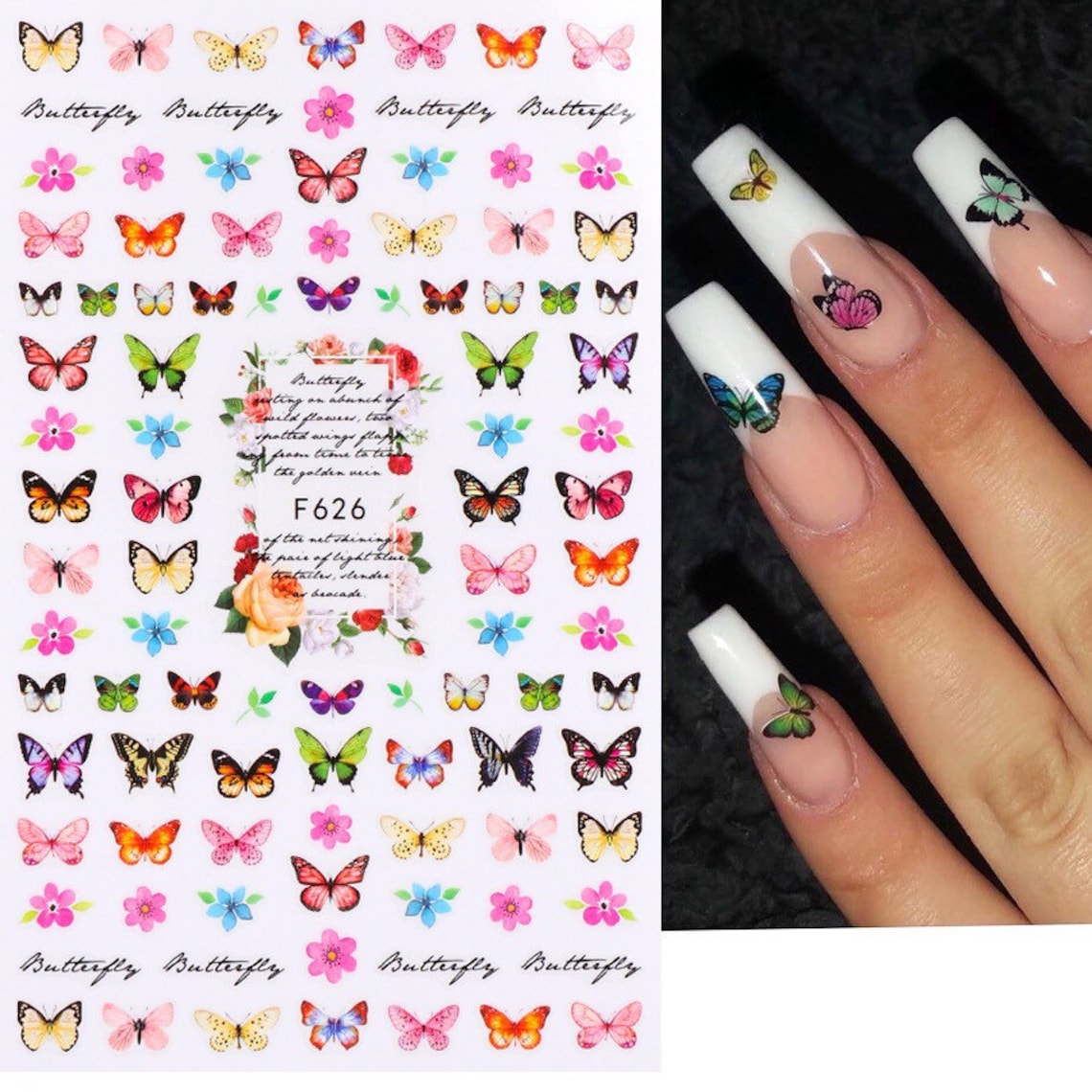 3D Nail Art Sticker Colorful Butterfly Multi Color Butterfly Etsy