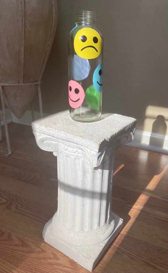 Mixed Emotions Vase - Indie Vase, Happy Sad Face, Colorful Vase, Unique Home Decor, Indie Home Decor, Alternative Art