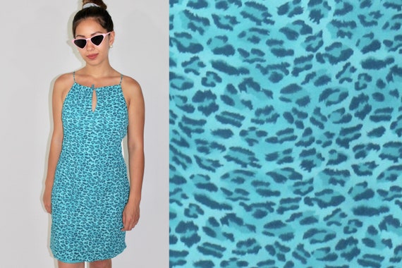 aqua leopard print dress