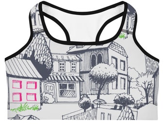 City Pattern - Sports bra- Workout Bras - Yoga Set