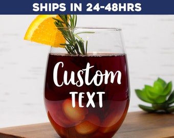 Custom stemless wine glass, Personalized stemless wineglass, customizable stemless wine glass, Custom text wine glass, Custom wine