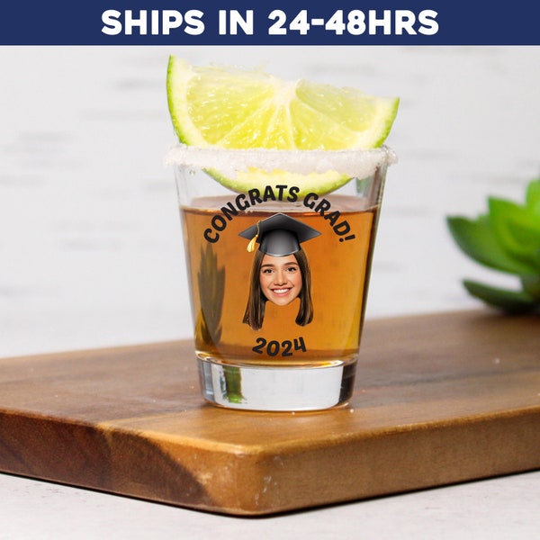 Custom Graduation Gift, Custom Shot Glass, Personalized Shot Glass, 2024 Grad Photo Gift, Custom 2024 Grad Gift, Class of 2024 Gift