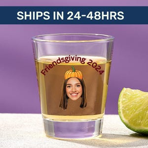 Vaso de chupito personalizado para Friendsgiving: Recuerdo personalizado para Acción de Gracias