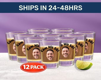 Custom Shot Glass with Face and Text – 12 Pack, Photo Shot Glass Set