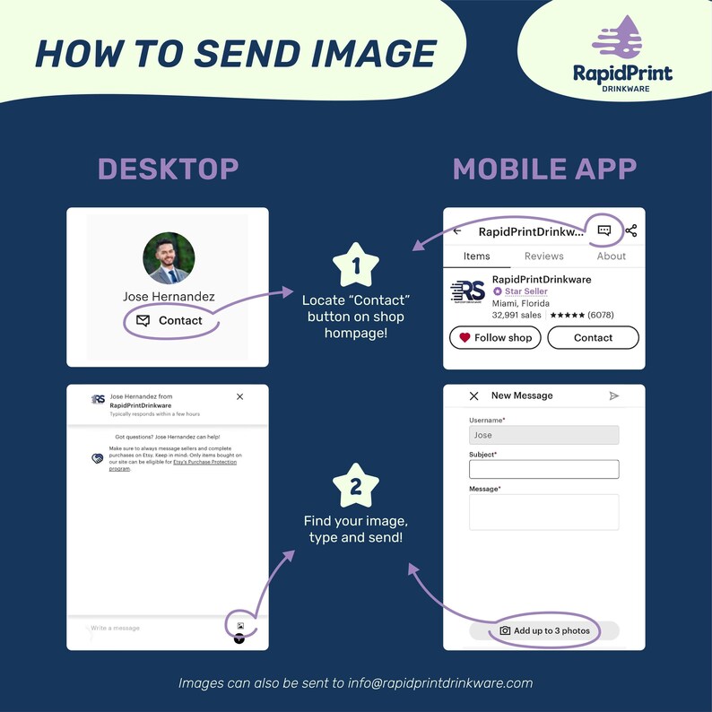 how to send images to a mobile app