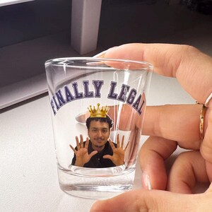 Finally Legal 21st Birthday Shot Glass: Personalized Face Gift | Custom Keepsake for Turning 21, Funny Party Favor image 3