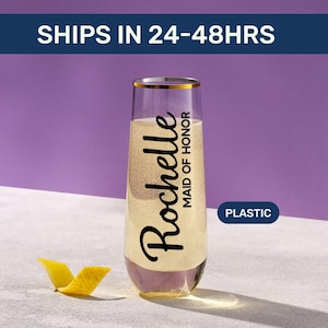 Personalized Bridesmaid Champagne Flute: Custom Bridal Party Favor (Plastic)