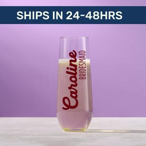 Personalized Bridesmaid Champagne Flute: UV Ink Proposal Gift