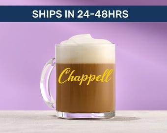 Custom Glass Coffee Mug, Personalized Bridesmaid Gift
