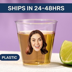 Kunststoff-Schnapsglas mit Bild, kundenspezifische Geburtstags-Schnapsgläser, lustige Schnapsgläser, personalisiertes Gesicht Gastgeschenke, Schnapsglas mit Gesicht