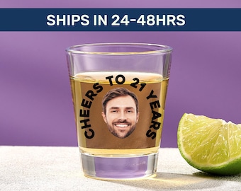 Copo de shot personalizado para aniversário de 21 anos: lembrança fotográfica personalizada