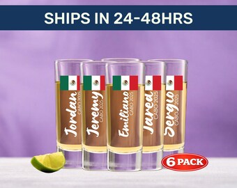 Custom Vacation Shooter Glasses – 6 Pack – Trip Memory Shot Set