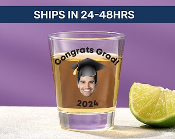 Custom Photo Graduation Shot Glass: Class of 2024 Gift
