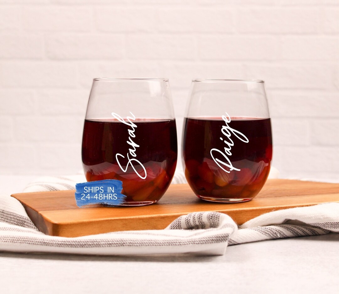 Custom Wine Glasses With Names Personalized Wine Glasses Etsy