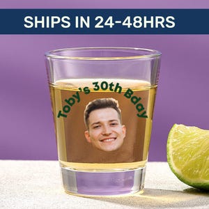 Bicchierini da shot con volto personalizzato, Bicchierini da shot personalizzati con volto, Bicchierini da shot con volto, Volto su bicchierino da shot, Bomboniere per feste di compleanno con bicchierini da shot