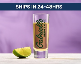 Personalized Bridesmaid Shot Glass: Bachelorette Party Favor