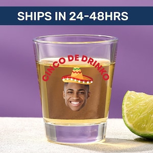 Cinco de Mayo Gift, Custom Shot Glass, Mexico Party Favor, Custom Fiesta Gift, Fiesta Bachelorette, Face Shot Glass, Mexico Bachelor