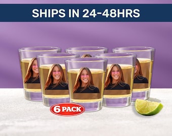 Custom Shot Glass with Face – 6 Pack, Funny Photo Party Gift