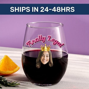 Finally legal wine glass, twenty first birthday gift, 21st birthday decorations, 21st birthday wine glasses, Custom 21st birthday present