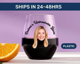 Benutzerdefinierte Kunststoff-Weinglas | Personalisierte Gesichtsweinschale, bruchsicheres Gastgeschenk