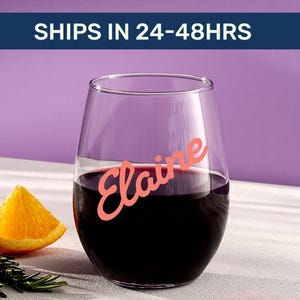 Wine glasses with names on it, Personalized wine glasses, Custom wine glasses, Custom stemless wine glasses