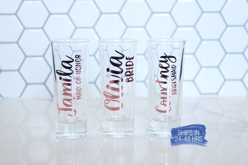 Bridesmaid Shot Glasses Bridesmaid Gifts Bachelorette Etsy