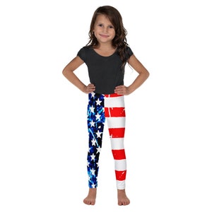 American Flag Kids Leggings: Patriotic Stars & Stripes