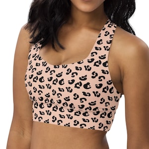 Cheetah Print Longline Sports Bra: Racerback Crop Top