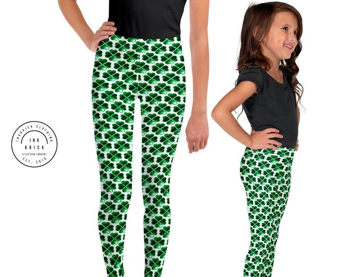 SHAMROCK LEGGINGS GIRLS Clover Leggings for Kid's Leggings Youth Leggings St Patricks Day Leggings Baby Leggings Toddler Leggings St Paddys