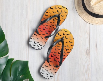 Flip-Flops Halloween FLIP FLOPS BAT Print Flip-Flops Thong Sandals Footwear for Men or Women Unisex Clothing Shoes Slide on Flip Flops