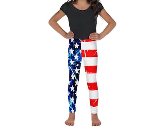 AMERICAN FLAG Leggings USA Leggings Patriotic Leggings Kids Leggings Youth Leggings Baby Leggings Red White and Blue Stars and Stripes Pants