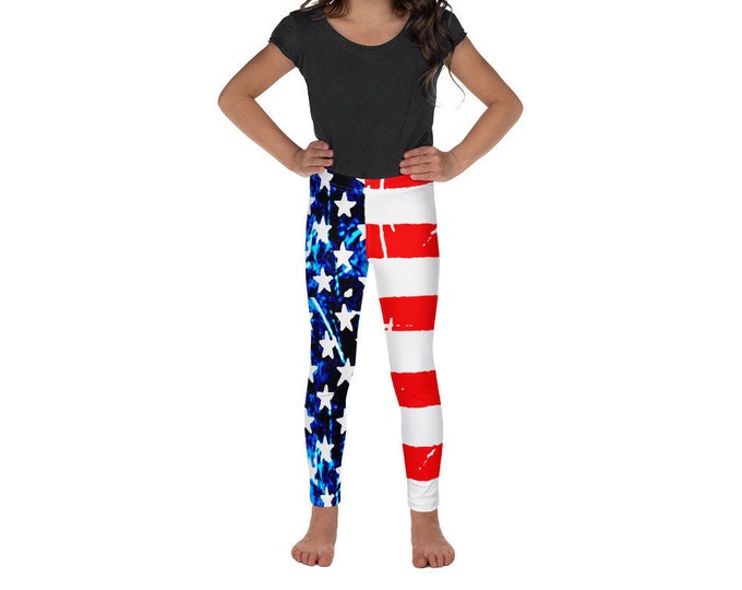 AMERICAN FLAG Leggings USA Leggings Patriotic Leggings Kids Leggings Youth Leggings Baby Leggings Red White and Blue Stars and Stripes Pants