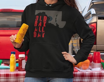 MARYLAND OLD BAY Hoodie for Men or Women Unisex Hooded Sweatshirt Maryland Clothing State of Maryland Gift for Him Gift for Her State Pride