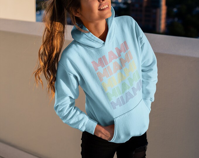 MIAMI HOODIE Unisex Hoodie for Men or Women Miami Hooded Sweatshirt for Adults SWEATSHIRT Womens Hoodie Beach Hoodie Summer Hoodie Vintage