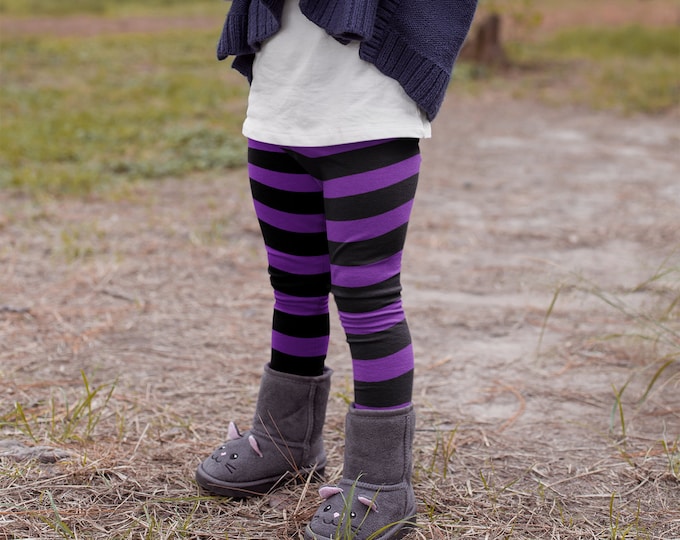 GIRLS WITCH LEGGINGS Halloween Leggings Striped Leggings for Girls Baby Leggings Toddler Leggings Youth Leggings Kid's Leggings Costume