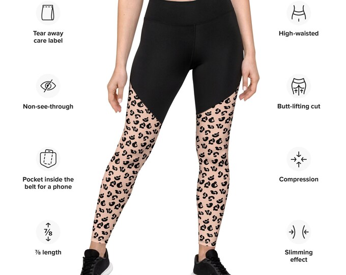 CHEETAH LEGGINGS WOMENS Sports Leggings Compression Leggings Workout Leggings Yoga Leggings Yoga Pants Workout Clothing Leggings With Pocket