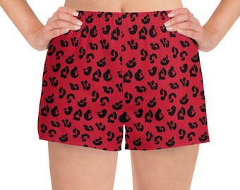 Women's Cheetah Print Athletic Shorts: Water-Repellent Gym Shorts