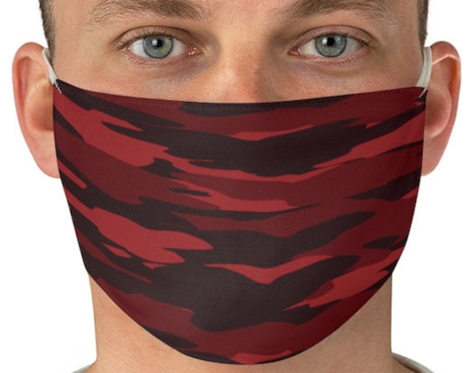 CAMOUFLAGE FACE MASK - Red Camouflage Face Mask for Adults - One Size - Double Fabric Face Mask - Protective Face Covering - Mask for Him