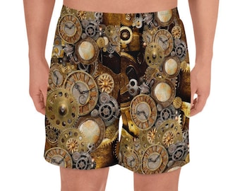 STEAMPUNK SHORTS MENS Shorts Mens Athletic Long Shorts Gym shorts Lounge Shorts Swim Shorts Workout Clothing Futuristic Clothing Mens Shorts