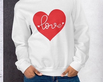 VALENTINES DAY SWEATSHIRT Womens Heart Love Cute Crew Neck Long Sleeve Sweatshirt Valentines Day Gift for Wife Gift for Her Heart Sweatshirt