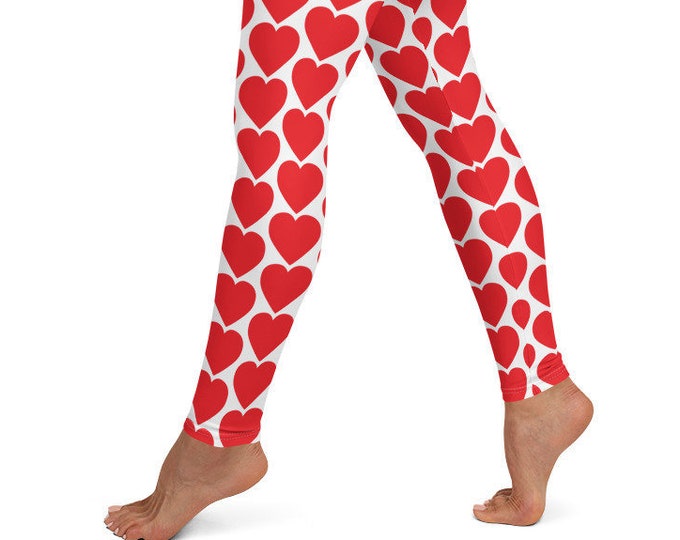 VALENTINES DAY HEART Leggings Women's Leggings All Over Print Red Heart Leggings Yoga Pants for Women Yoga Leggings Regular and Plus Sizes