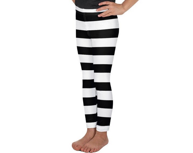 Black White Stripe Kid's Leggings Baby Leggings Toddler Leggings for Girls and Boys Halloween Costume Leggings Prison Inmate Leggings