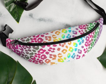 Rainbow Cheetah Print Fanny Pack - 90s Festival Bum Bag